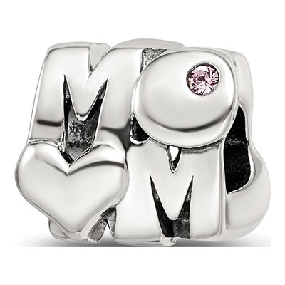 Sterling Silver Crystal MOM Bead