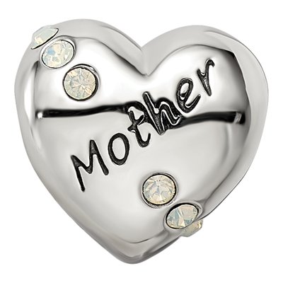 Sterling Silver Crystal Mother Heart Bead – view 4