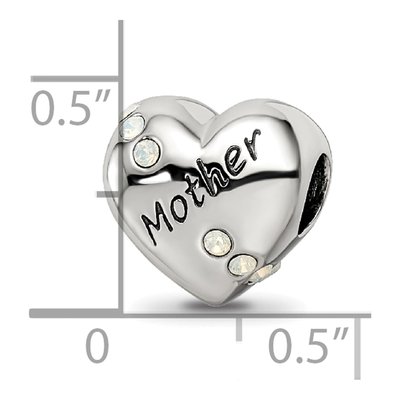 Sterling Silver Crystal Mother Heart Bead – view 6