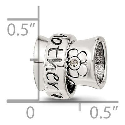 Sterling Silver Crystal Mother Spinner Bead – view 4