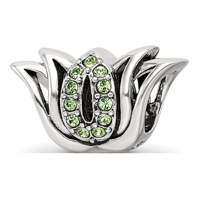 Sterling Silver Crystal Pave Lotus Bead
