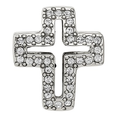 Sterling Silver Crystal Pave Open Cross Bead – view 5