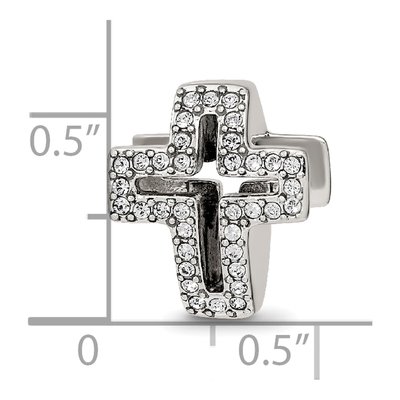 Sterling Silver Crystal Pave Open Cross Bead – view 6