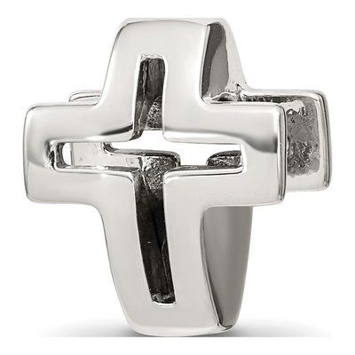 Sterling Silver Crystal Pave Open Cross Bead – view 7