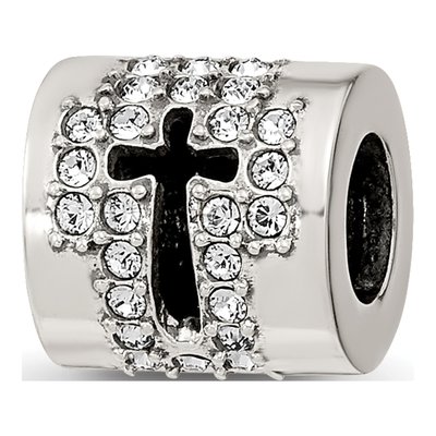 Sterling Silver Crystal Faith Cross Bead