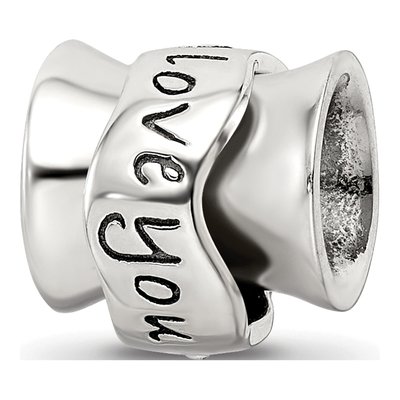 Sterling Silver Crystal I Love You Spinner Bead – view 7
