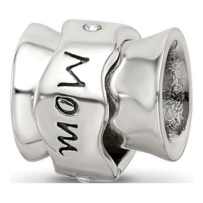 Sterling Silver Crystal I Love You Spinner Bead