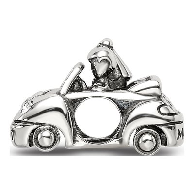 Sterling Silver Crystal Just Married Car Bead – view 3