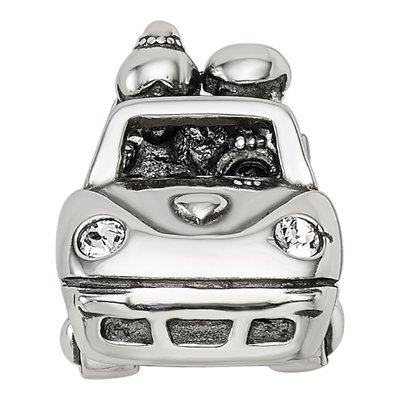 Sterling Silver Crystal Just Married Car Bead – view 5