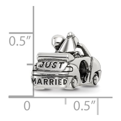 Sterling Silver Crystal Just Married Car Bead – view 6