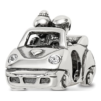Sterling Silver Crystal Just Married Car Bead – view 7