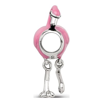 Sterling Silver Pink Flamingo Enamel Bead – view 3