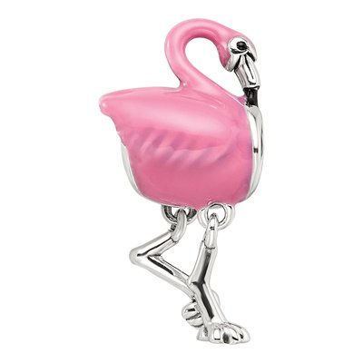Sterling Silver Pink Flamingo Enamel Bead – view 4