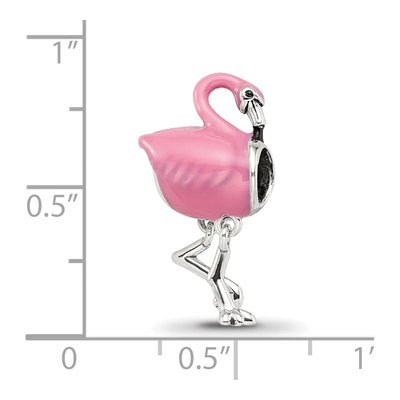 Sterling Silver Pink Flamingo Enamel Bead – view 5