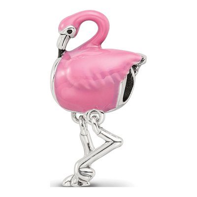 Sterling Silver Pink Flamingo Enamel Bead – view 6