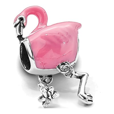 Sterling Silver Pink Flamingo Enamel Bead – view 7