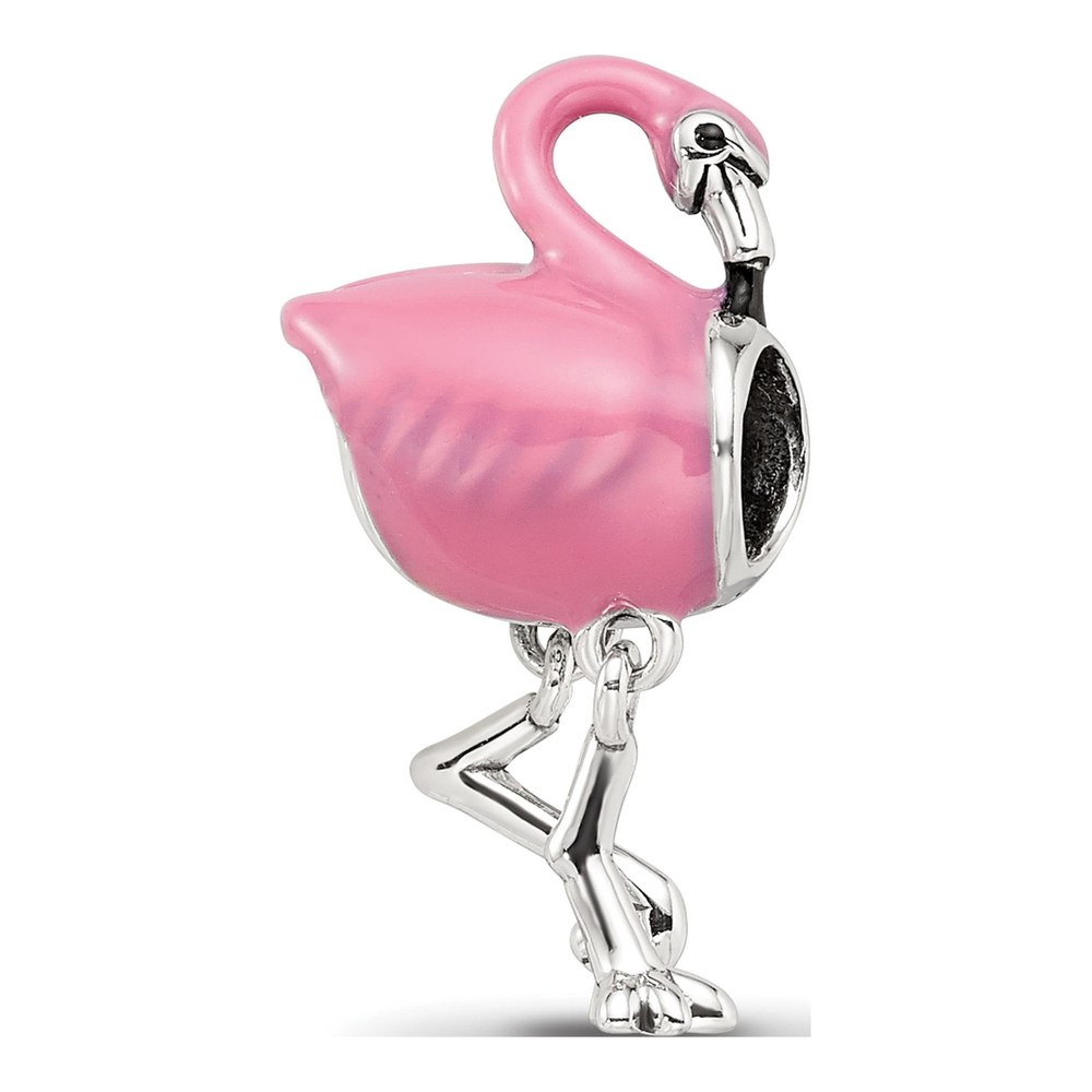 Sterling Silver Pink Flamingo Enamel Bead