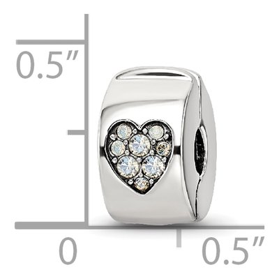 Sterling Silver Crystal Heart Clip Bead – view 5