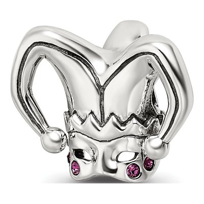 Sterling Silver Crystal Jester Mask Bead