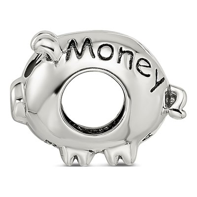 Sterling Silver Piggy Bank Bead – view 3