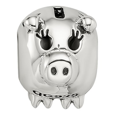 Sterling Silver Piggy Bank Bead – view 4