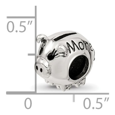 Sterling Silver Piggy Bank Bead – view 7
