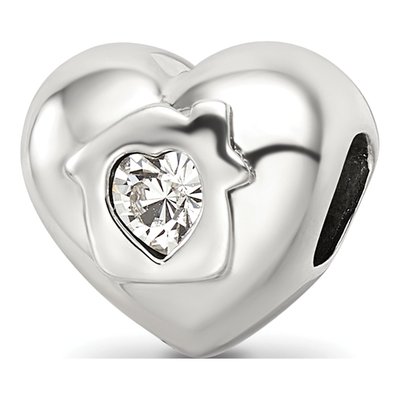 Sterling Silver Crystal Heart Bead