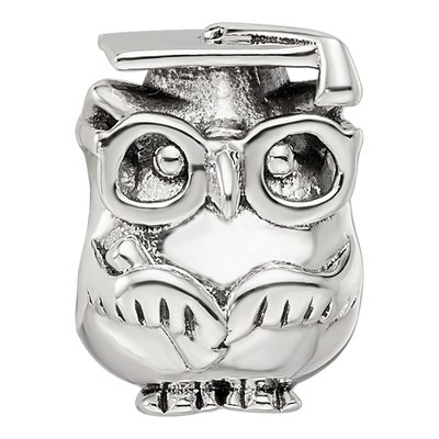 Sterling Silver Graduation Owl Bead – view 4