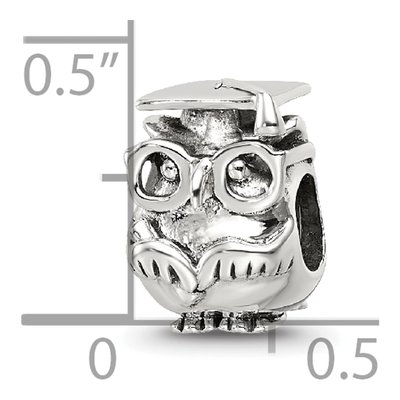 Sterling Silver Graduation Owl Bead – view 5