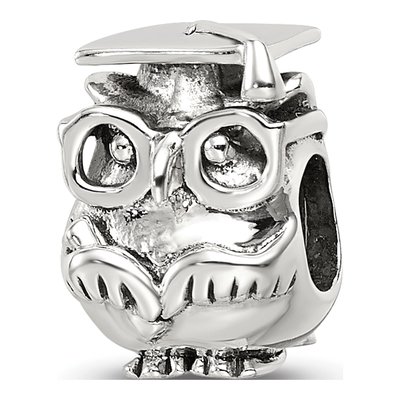 Sterling Silver Graduation Owl Bead