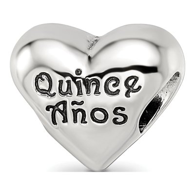 Sterling Silver Crystal Quinceanera Heart Bead – view 6