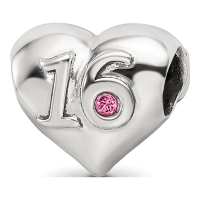 Sterling Silver Crystal Sweet 16-Heart Bead – view 6
