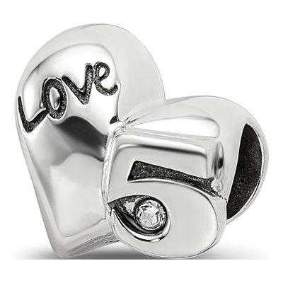 Sterling Silver Crystal 5th Anniversary Bead