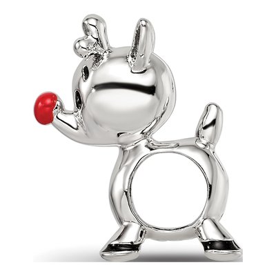 Sterling Silver Red Enamel Rudolph Bead – view 3
