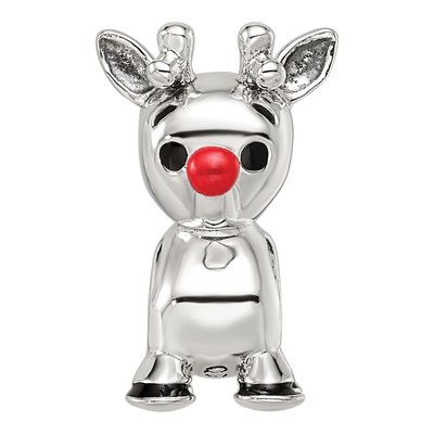 Sterling Silver Red Enamel Rudolph Bead – view 5