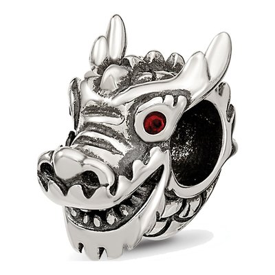 Sterling Silver Crystal Dragon Bead