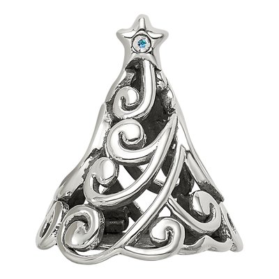 Sterling Silver Crystal Christmas Tree Bead – view 6