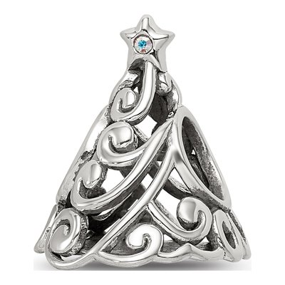 Sterling Silver Crystal Christmas Tree Bead