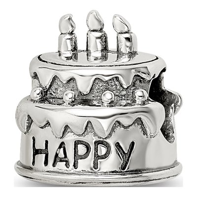 Sterling Silver Birthday Cake Bead