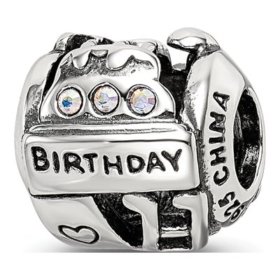 Sterling Silver Crystal Birthday Collage Bead