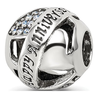 Sterling Silver Crystal Anniversary Bead