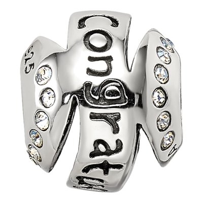 Sterling Silver Crystal Congratulations Bead – view 4