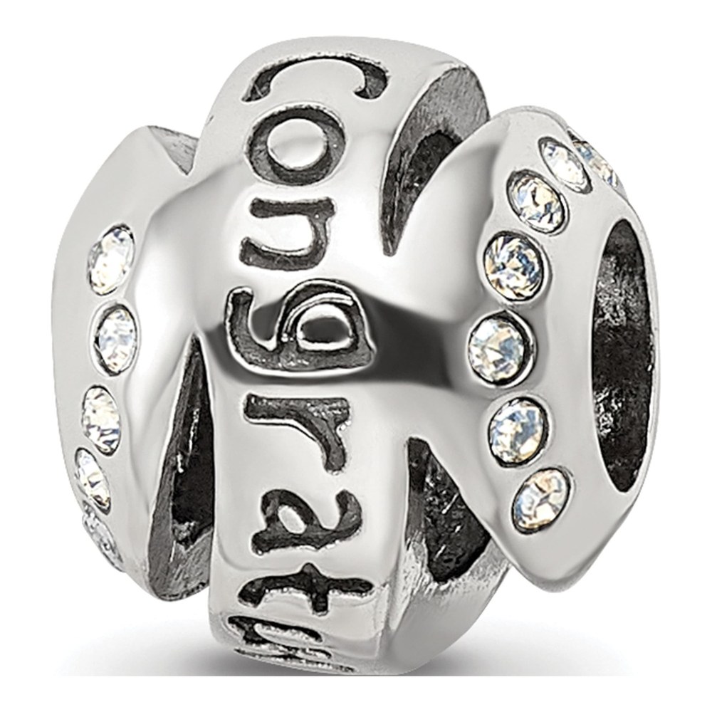 Sterling Silver Crystal Congratulations Bead