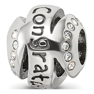 Sterling Silver Crystal Congratulations Bead