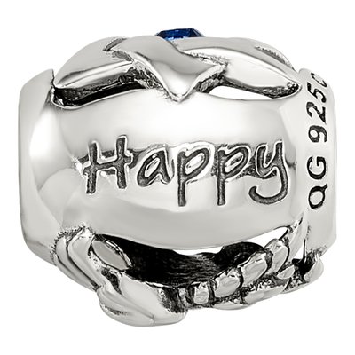 Sterling Silver Crystal Happy Hanukkah Bead – view 5