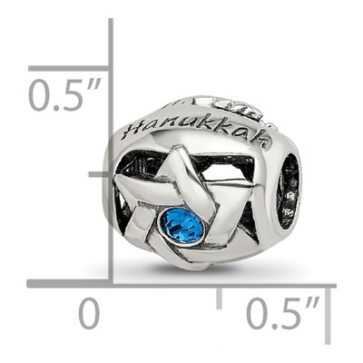 Sterling Silver Crystal Happy Hanukkah Bead – view 8
