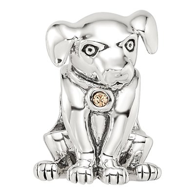 Sterling Silver Crystal Puppy Bead – view 4
