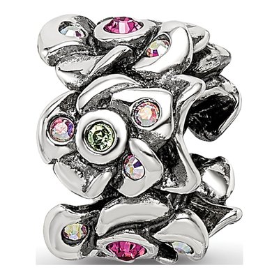 Sterling Silver Cherry Blossom Crystal Bead