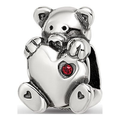 Sterling Silver Teddy Bear Crystal Bead