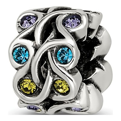 Sterling Silver Crystal Mandala Bead